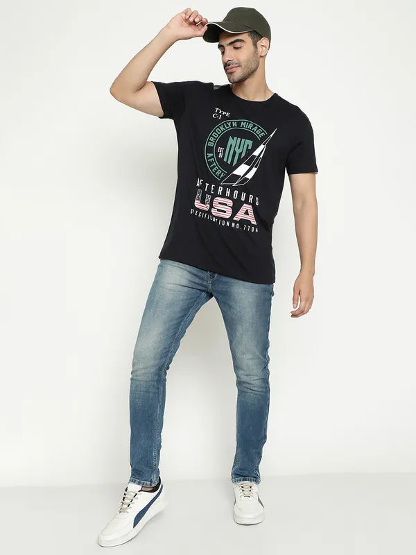 Octave Typography Printed Cotton T-Shirt