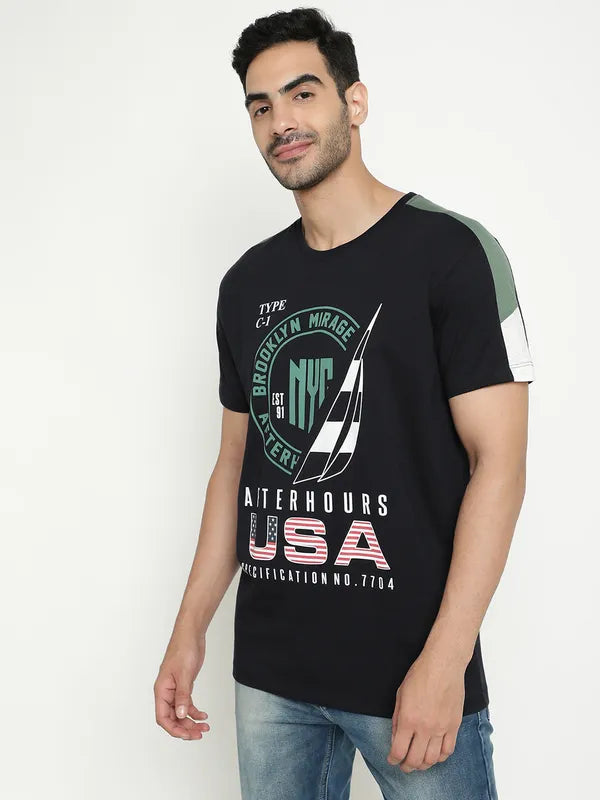 Octave Typography Printed Cotton T-Shirt