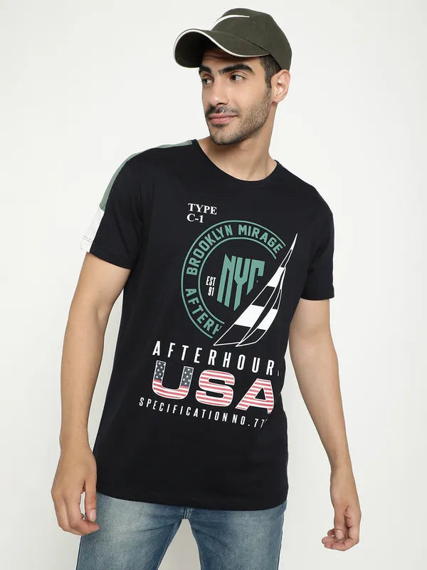 Octave Typography Printed Cotton T-Shirt