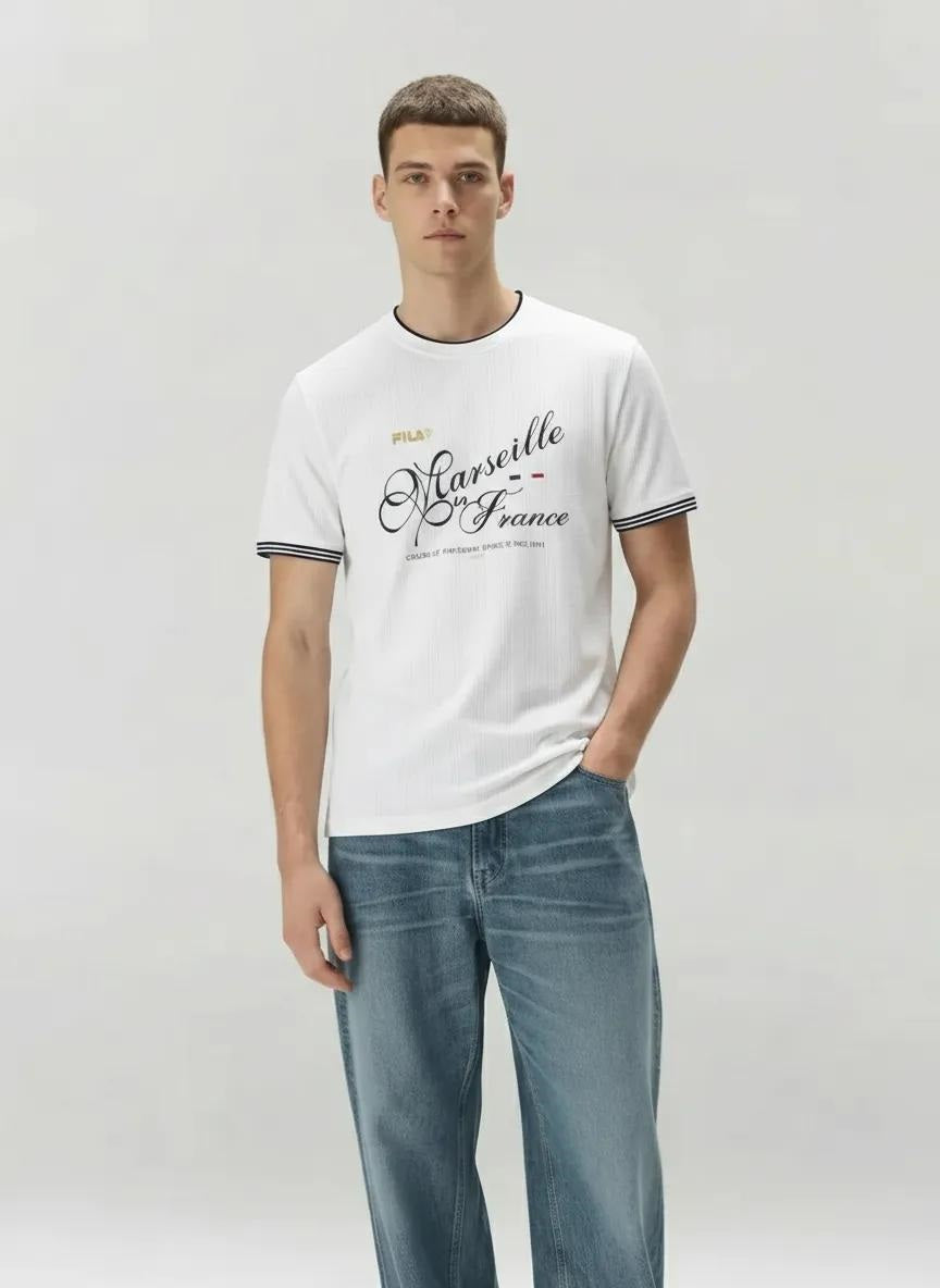 Men Typography Printed Round Neck Cotton T-shirt