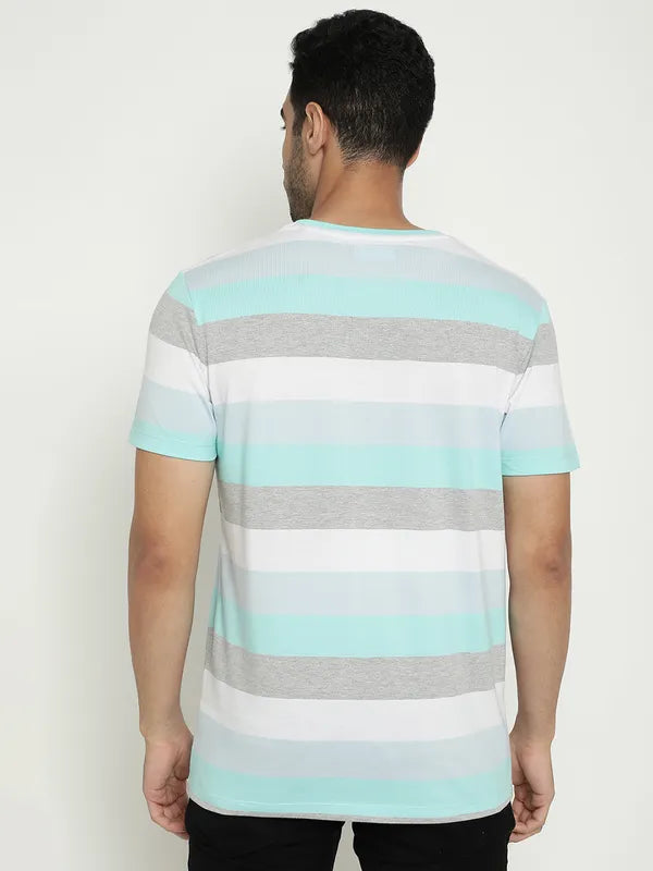 Octave Striped Round Neck Cotton T-Shirt