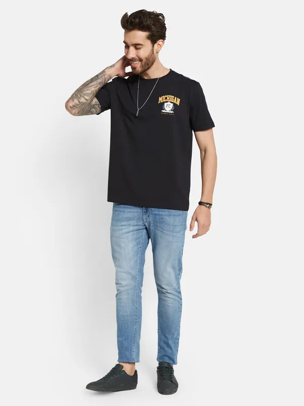 Octave Graphic Printed Round Neck Short Sleeves Cotton T-Shirt