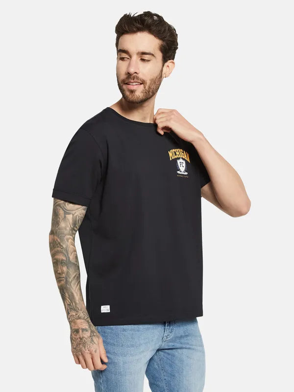 Octave Graphic Printed Round Neck Short Sleeves Cotton T-Shirt