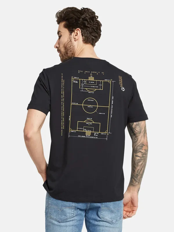 Octave Graphic Printed Round Neck Short Sleeves Cotton T-Shirt