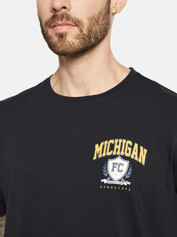 Octave Graphic Printed Round Neck Short Sleeves Cotton T-Shirt