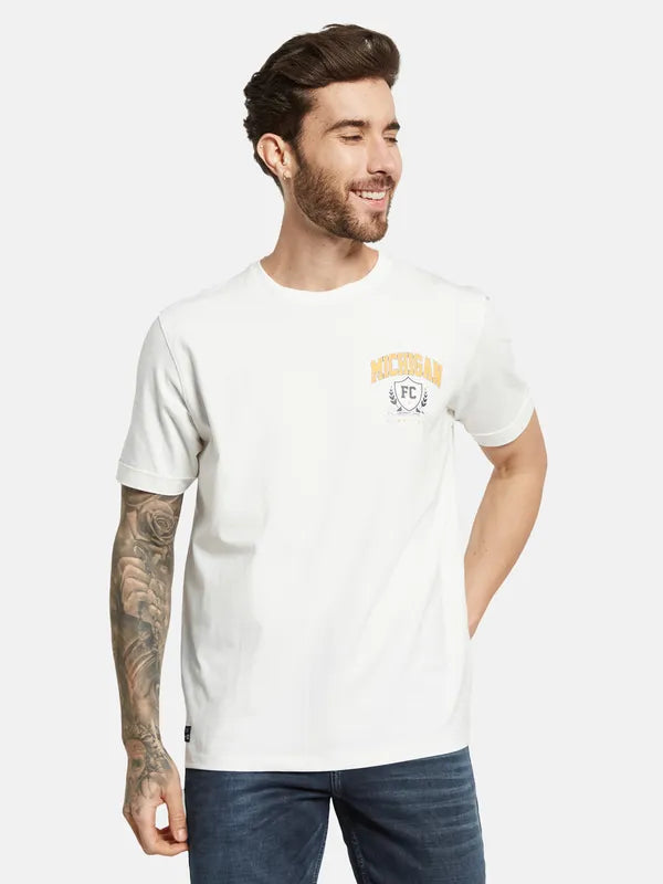 Octave Graphic Printed Round Neck Cotton T-Shirt