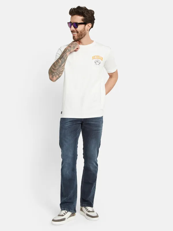 Octave Graphic Printed Round Neck Cotton T-Shirt