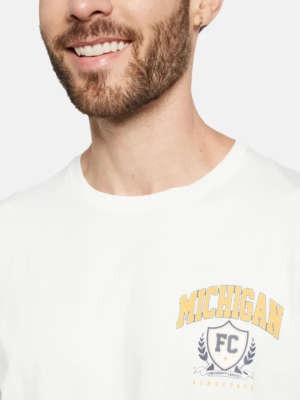 Octave Graphic Printed Round Neck Cotton T-Shirt