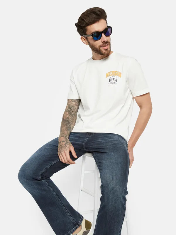 Octave Graphic Printed Round Neck Cotton T-Shirt