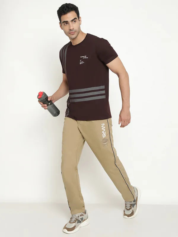 Octave Striped Round Neck Cotton T-Shirt