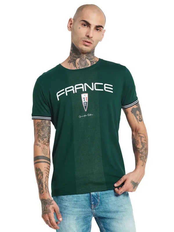 Octave Typography Printed Round Neck Cotton T-Shirt