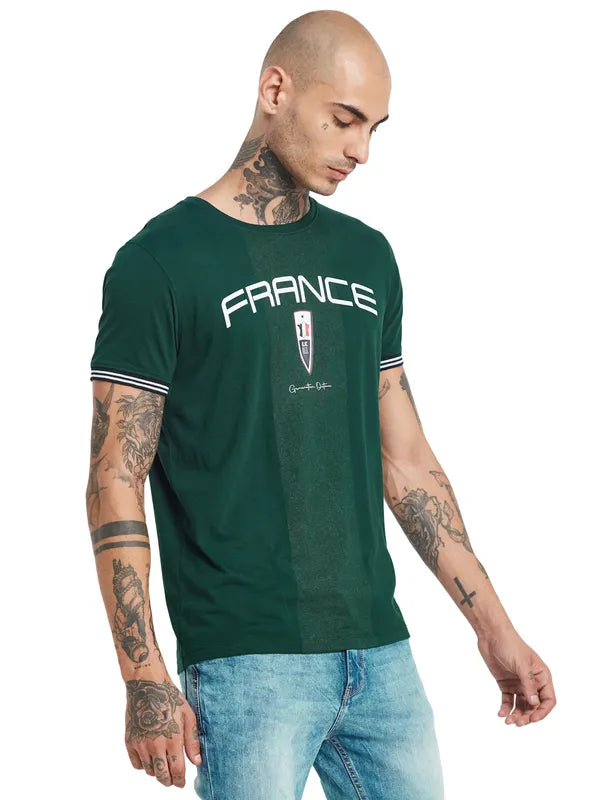 Octave Typography Printed Round Neck Cotton T-Shirt