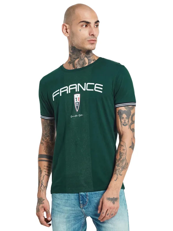 Octave Typography Printed Round Neck Cotton T-Shirt