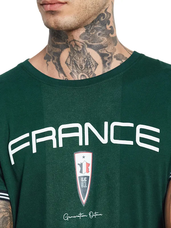 Octave Typography Printed Round Neck Cotton T-Shirt