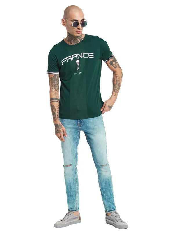 Octave Typography Printed Round Neck Cotton T-Shirt