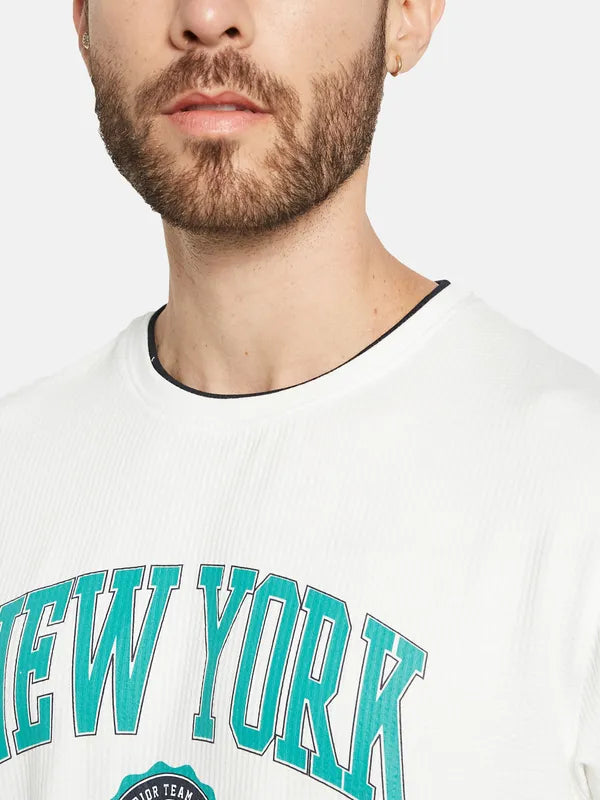 Octave Typography Printed Cotton T-Shirt