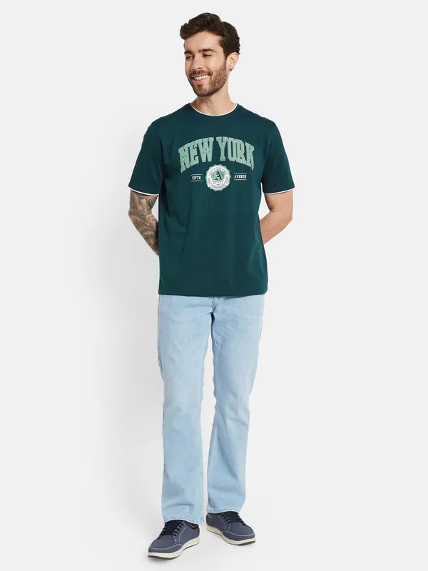 Octave Typography Printed Round Neck Short Sleeves Cotton T-Shirt