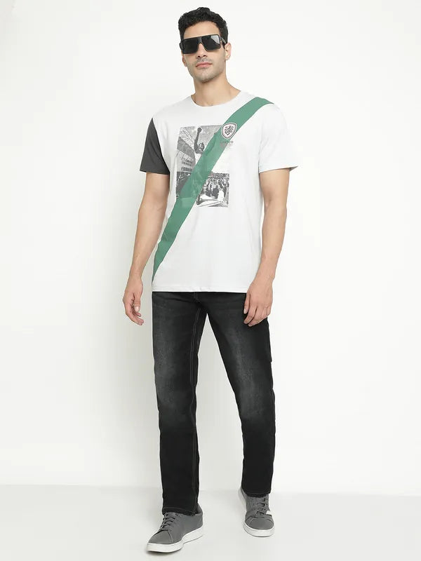 Octave People Places Printed Round Neck Cotton T-Shirt
