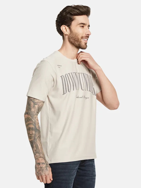 Octave Typography Printed Cotton T-Shirt