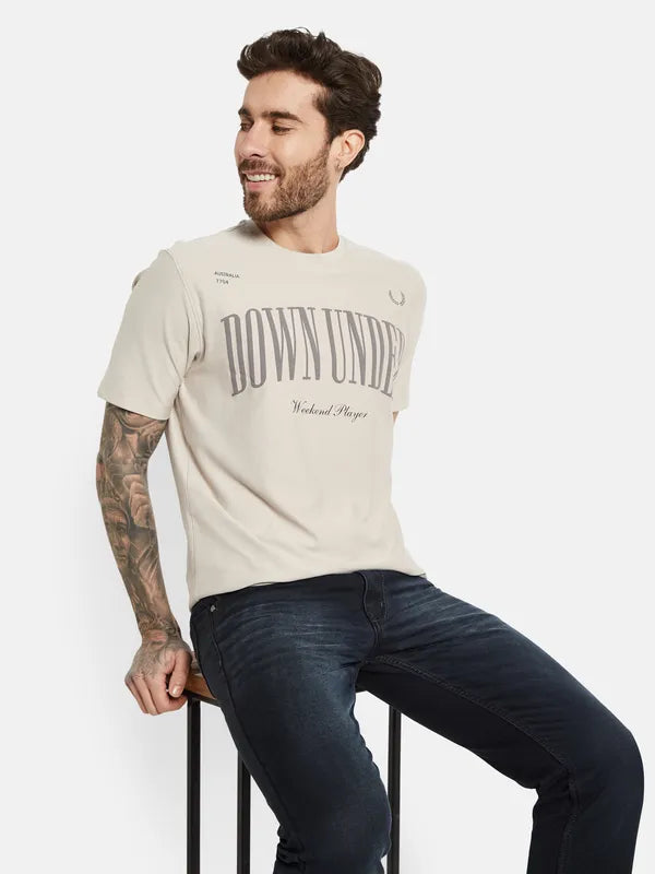 Octave Typography Printed Cotton T-Shirt