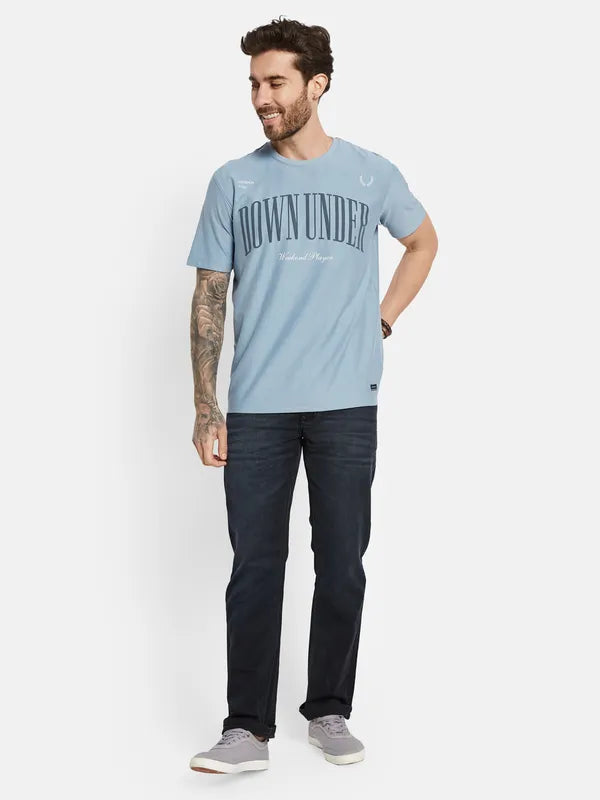 Octave Typography Printed Round Neck Cotton T-Shirt