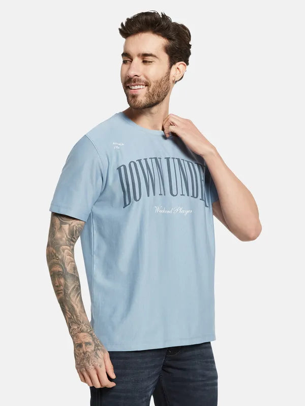 Octave Typography Printed Round Neck Cotton T-Shirt