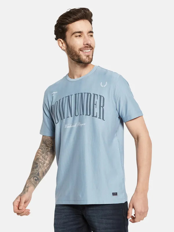 Octave Typography Printed Round Neck Cotton T-Shirt