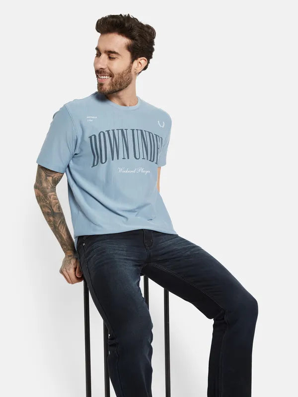 Octave Typography Printed Round Neck Cotton T-Shirt