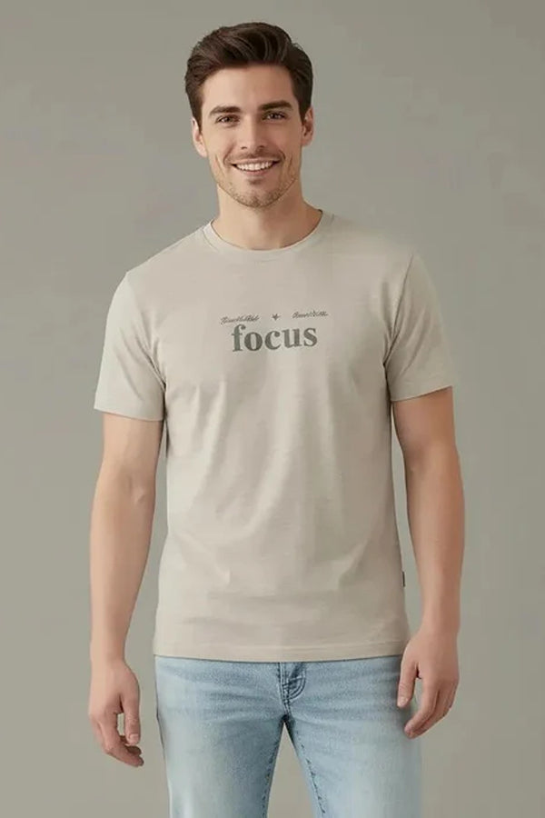 Men Typography Printed Round Neck Cotton T-shirt