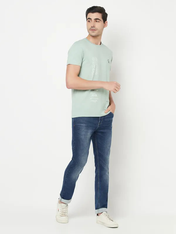 Octave Men Pastel Green Typography Printed Cotton T-Shirt