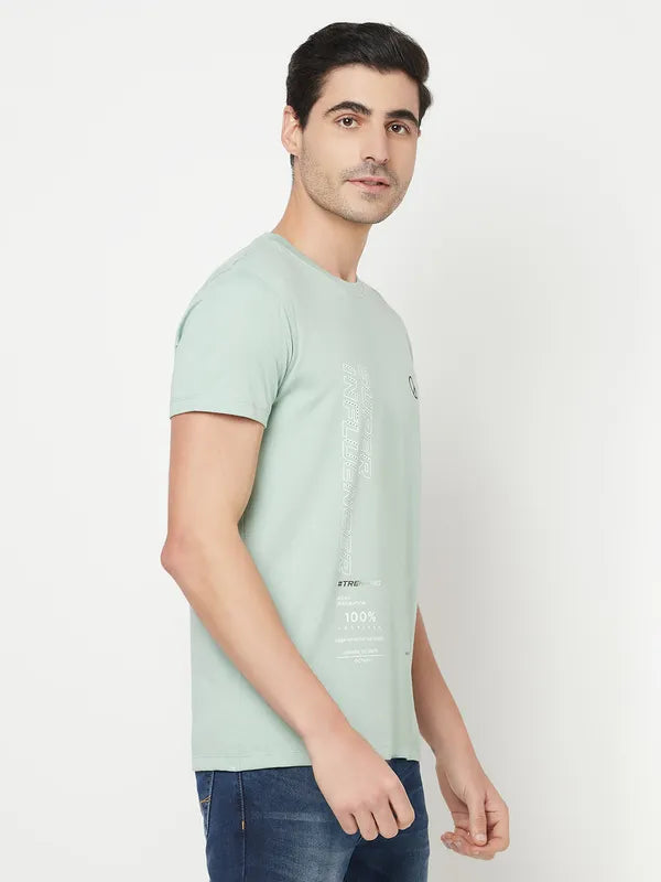 Octave Men Pastel Green Typography Printed Cotton T-Shirt
