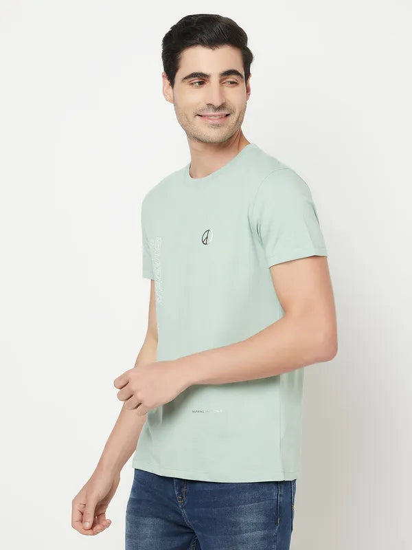 Octave Men Pastel Green Typography Printed Cotton T-Shirt