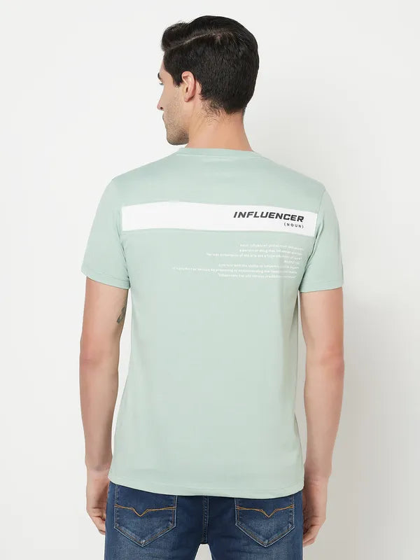 Octave Men Pastel Green Typography Printed Cotton T-Shirt