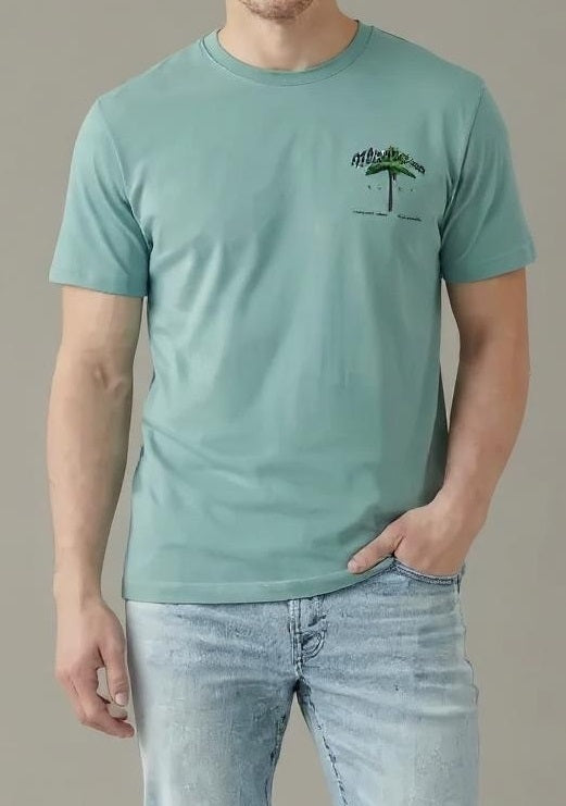 Men Surf Spray Printed Round Neck T-shirt