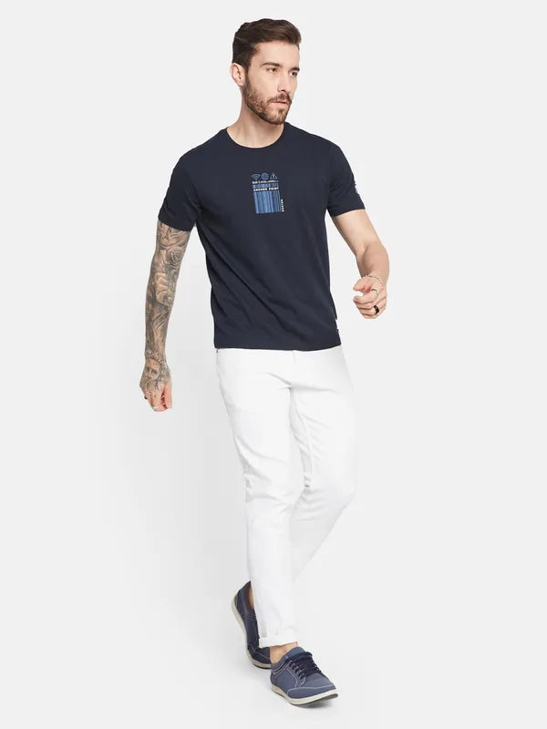 Octave Typography Printed Round Neck Cotton T-Shirt