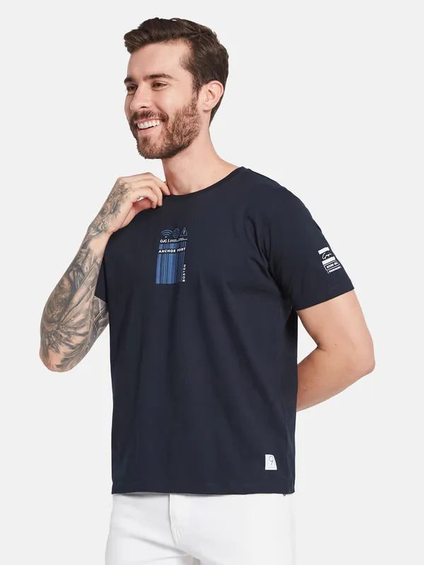 Octave Typography Printed Round Neck Cotton T-Shirt