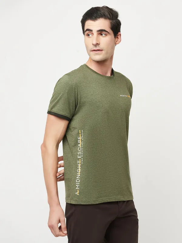 Octave Men Olive Green Cotton T-Shirt