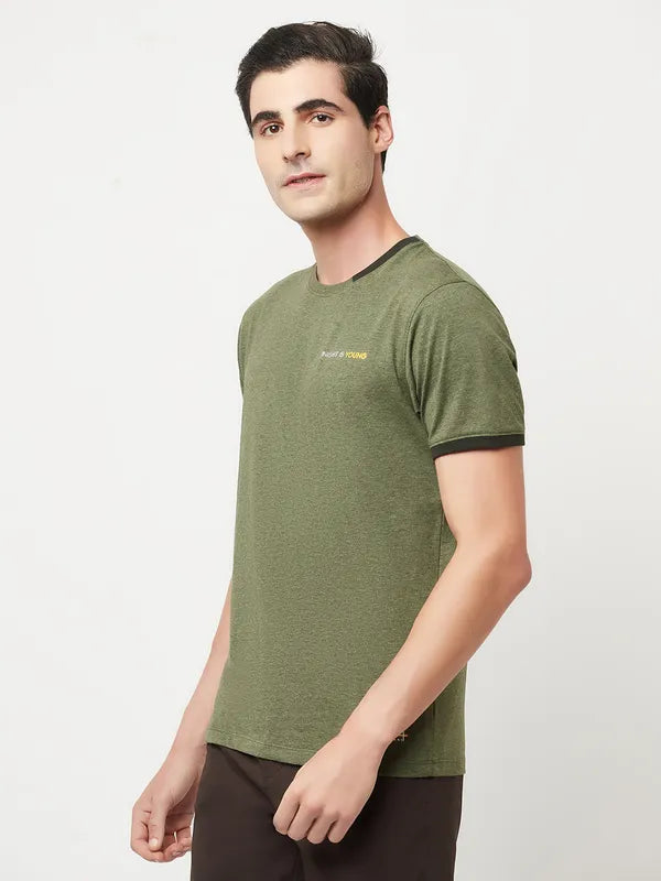 Octave Men Olive Green Cotton T-Shirt