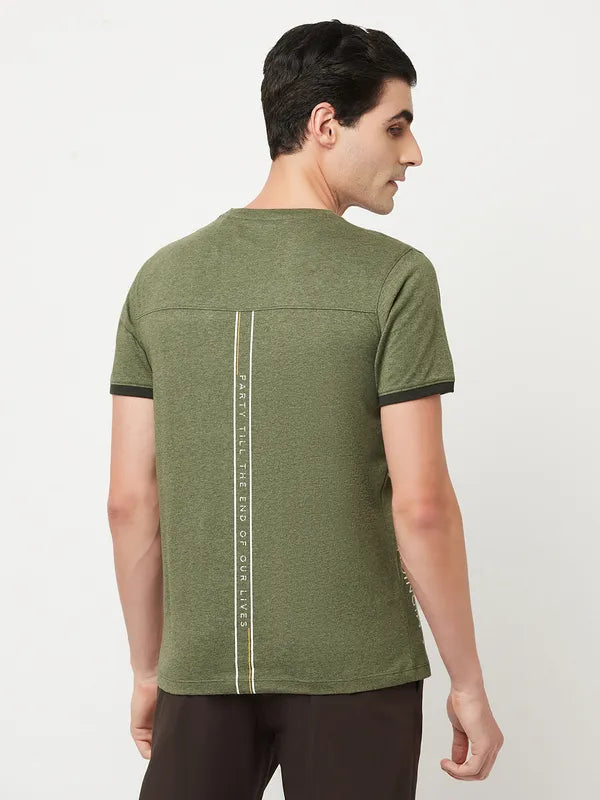 Octave Men Olive Green Cotton T-Shirt