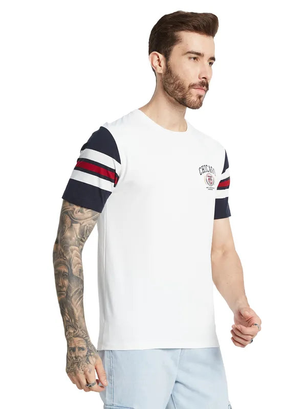 Octave Men Typography Printed Applique T-Shirt