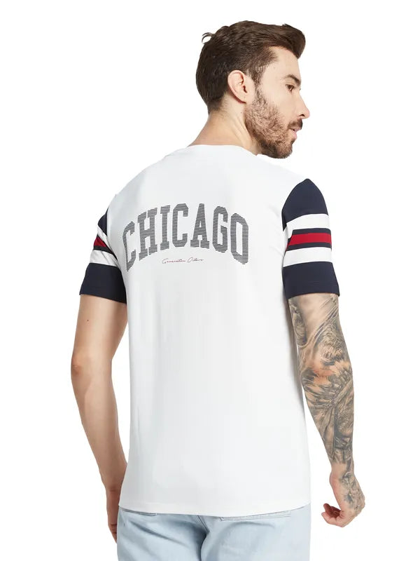 Octave Men Typography Printed Applique T-Shirt