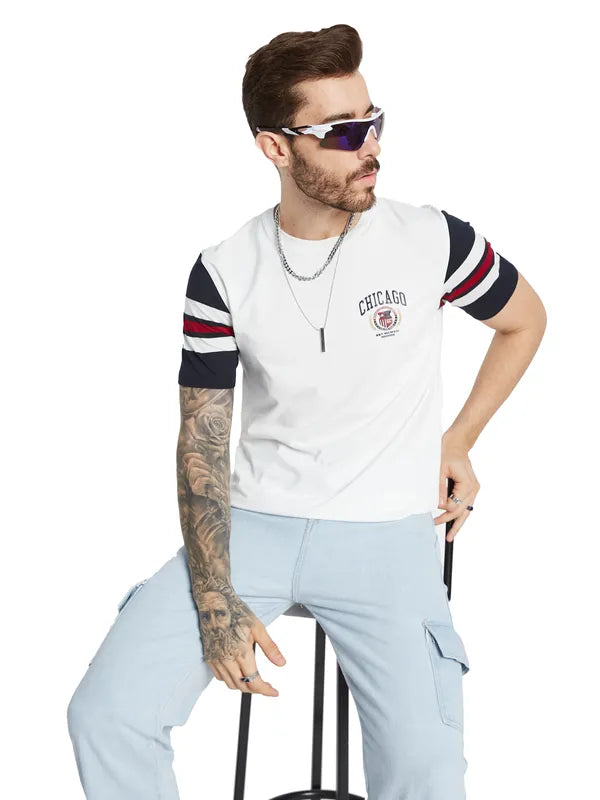 Octave Men Typography Printed Applique T-Shirt