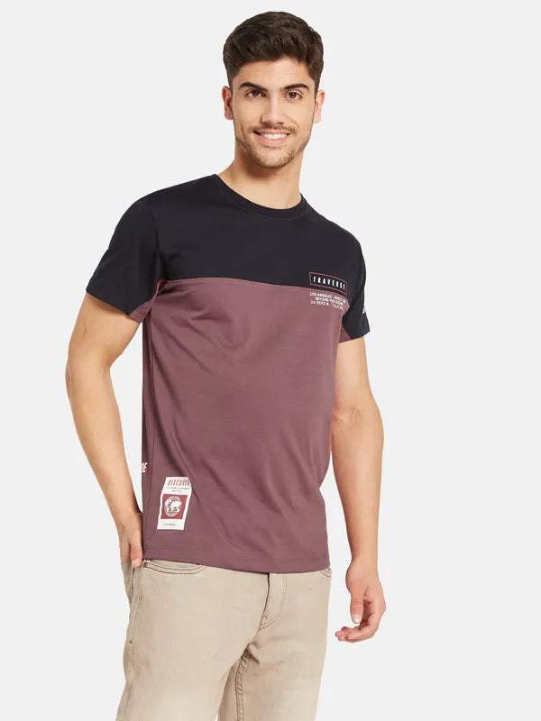 Cut And Sew Typographic Print T-Shirt