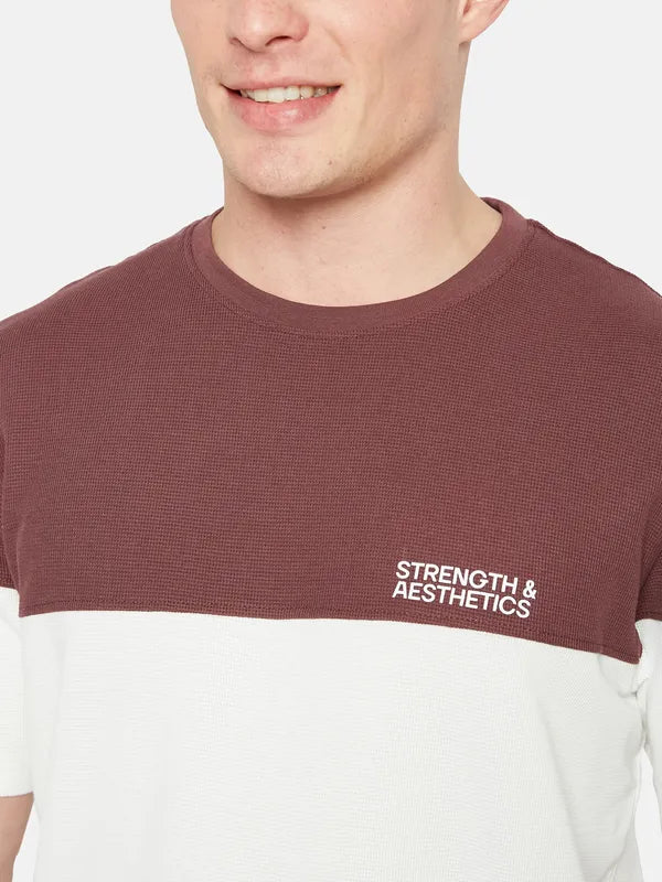 Octave Round Neck Short Sleeves Colourblocked Regular Fit Cotton T-Shirt
