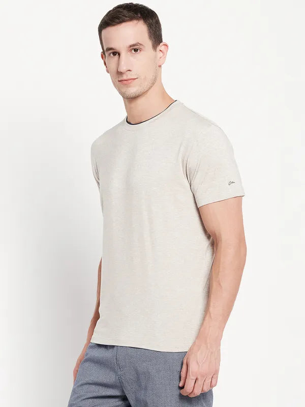 Men Khaki Melange T-Shirt