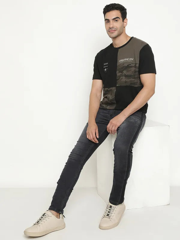 Octave Typography Printed Round Neck Short Sleeves Cotton T-Shirt