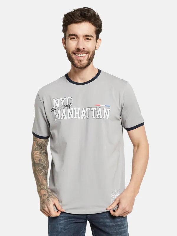 Octave Typography Printed Round Neck Short Sleeves Cotton T-Shirt