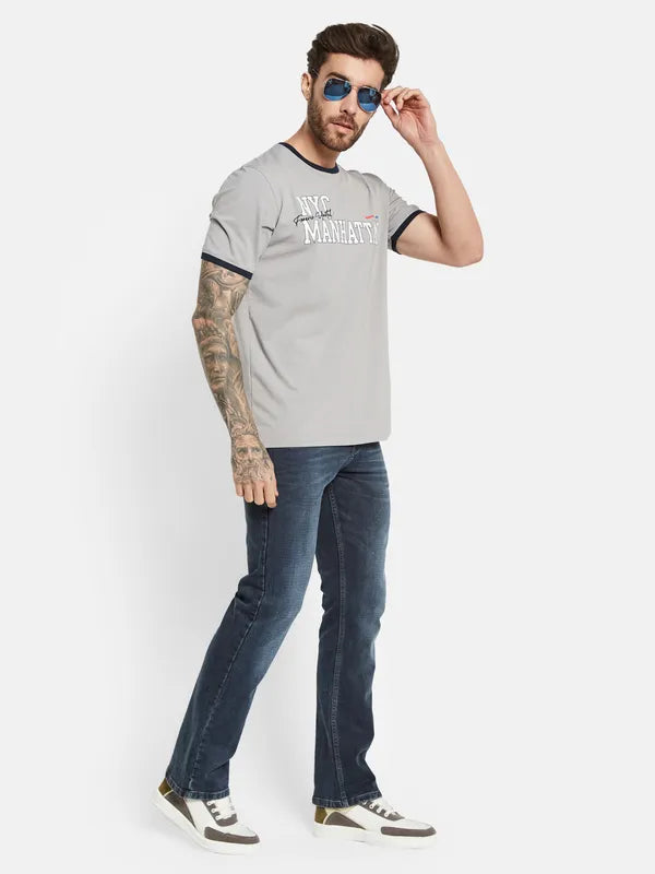 Octave Typography Printed Round Neck Short Sleeves Cotton T-Shirt