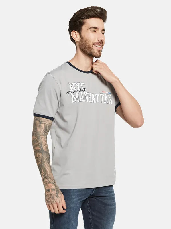 Octave Typography Printed Round Neck Short Sleeves Cotton T-Shirt