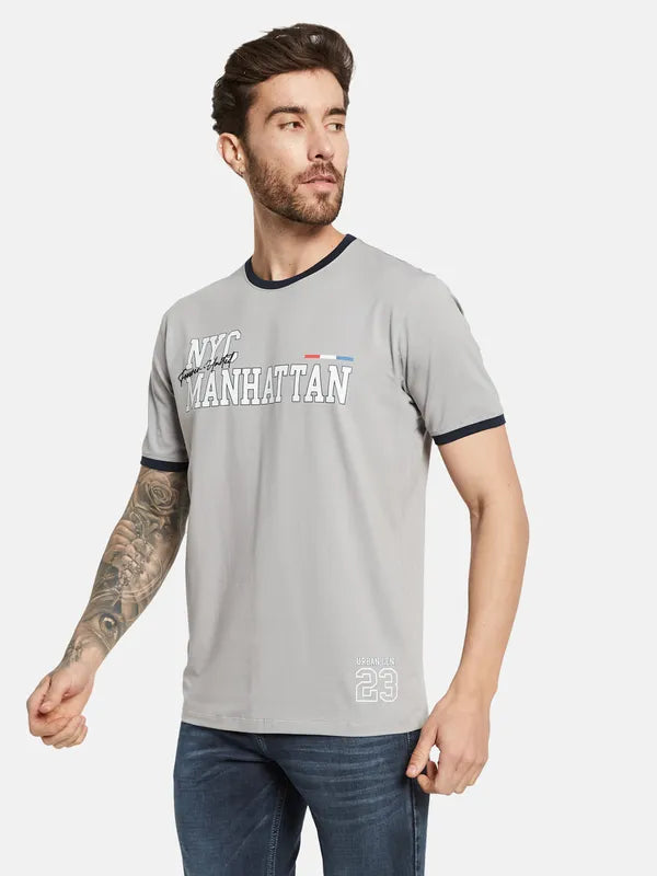 Octave Typography Printed Round Neck Short Sleeves Cotton T-Shirt